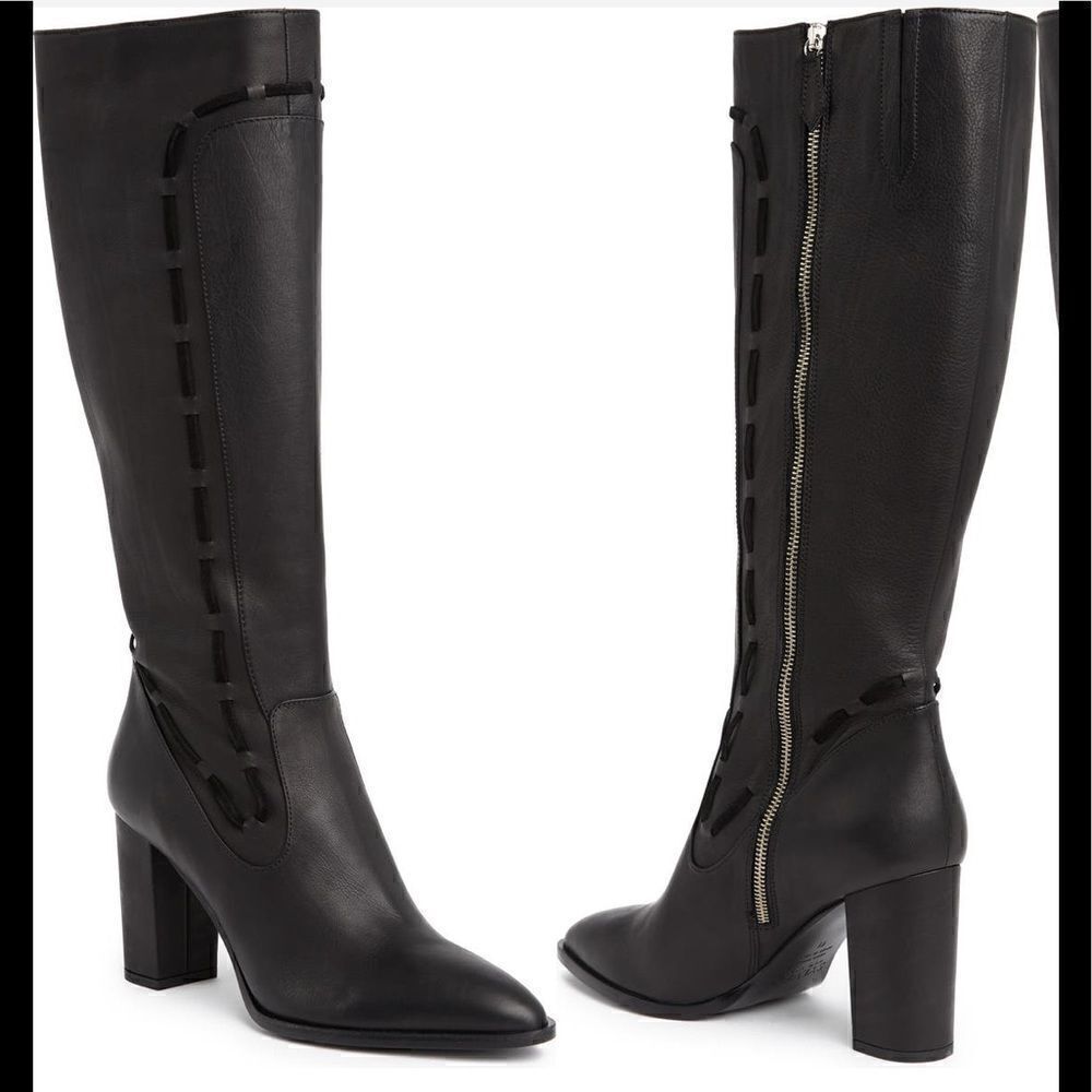 Sylven New York  Women’s straps tall  leather  boot in black Sz 11, new in box